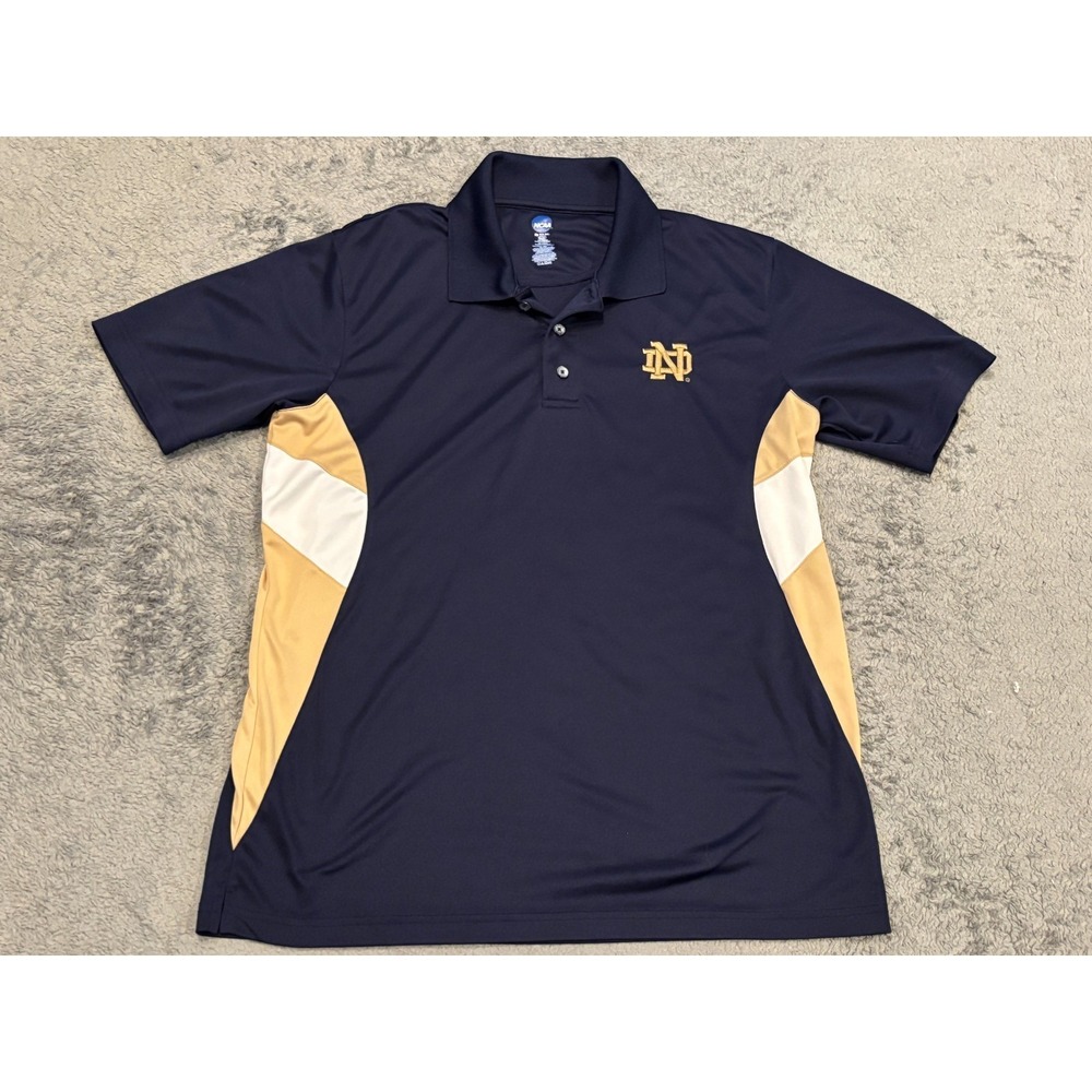 Notre Dame Polo Shirt Mens Large Blue Knights Apparel Embroidered Logo Irish